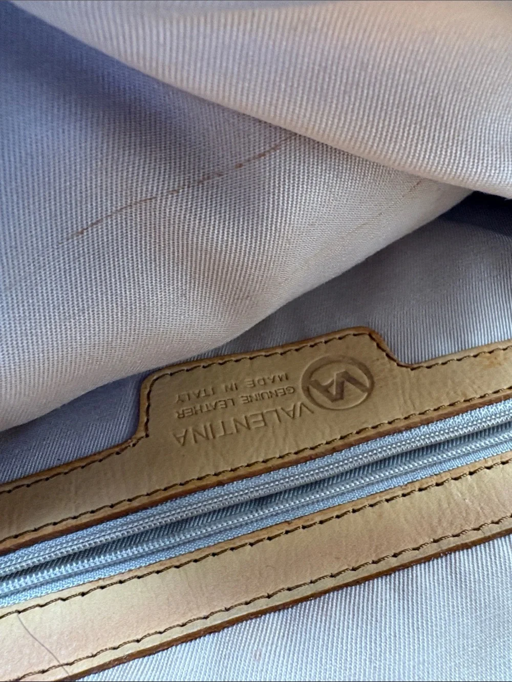 Valentina Cream and Tan Leather Backpack Crossbody